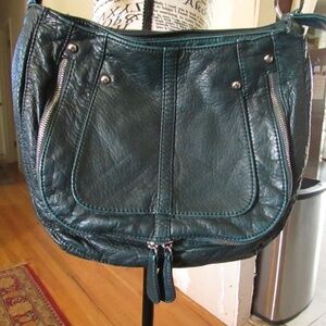 Green Vegan Leather Shoulder Bag